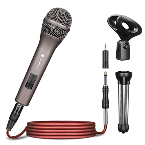 Professional Dynamic Microphone for Singing Karaoke Microphone with 16ft XLR to 1/4'' Audio Cable, Vocal Handheld Mic for Podcast Mixer Amplifier PA System - color: Titanium Gray