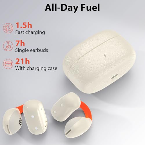 iMangoo Clip-On Open Ear Buds Sports Headphones for iPhone 17 17e 16 16e | Anti-Drop Bluetooth Earphones Wireless Earbuds for Workouts Running Ear Buds for Samsung/Galaxy S26 S25 Ultra for Pixel 10a