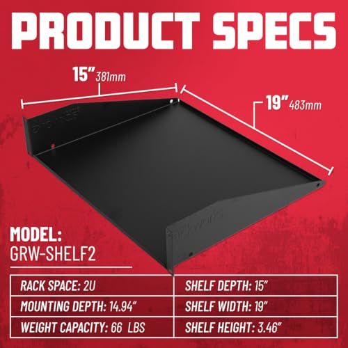 Gator Rackworks Universal Rack Mounting Accessory Shelf, 2U Size - 10" Deep (GRW-SHELF2) - size: 2U Rack Space - Standard