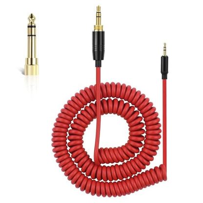 QC45 Coiled Audio Cable,Replacement Audio Cable Cord Compatible with Bose QC45/QC35/QC35 II/NC700 Headphones,2.5mm to 3.5mm(1/8") Extension Wire with 6.35mm(1/4") 6-16ft (Red) - color: Red