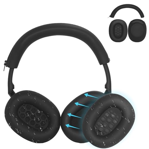 Adhiper XM6 Sweat Covers Accessories for Sony WH-1000XM6 - Black | Soft Silicone Case, 2-in-1 Headphone Cover with Earpad Covers & Headband Cover, Sweatproof & Easy to Clean & Secure Fit - color: Black