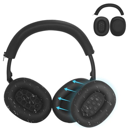Adhiper XM6 Sweat Covers Accessories for Sony WH-1000XM6 - Black | Soft Silicone Case, 2-in-1 Headphone Cover with Earpad Covers & Headband Cover, Sweatproof & Easy to Clean & Secure Fit - color: Black