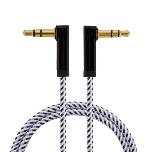 3.5mm Aux Cable 6FT/1.8M, 90 Degree Male to Male Auxiliary Audio Cable for Phones, Headphones, MP3 Player, Car/Home Stereo, Laptops, Speaker, iPads - size: 6 FT