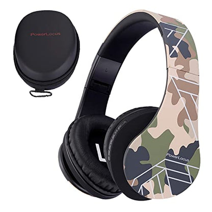 PowerLocus Kids Headphones Over-Ear, Bluetooth Wireless Headphones for Kids,with Microphone, Safe 85DB Volume Limited, Foldable with Carry Case, Audio Cable, Micro SD mode for Online Classes,PC,Phones - color: Camo