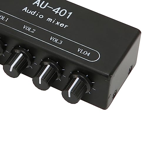 4 Channel Audio Mixer, Stereo Amplifier with Headphone Output, Audio Mixer for PC Laptop Desktop, Black
