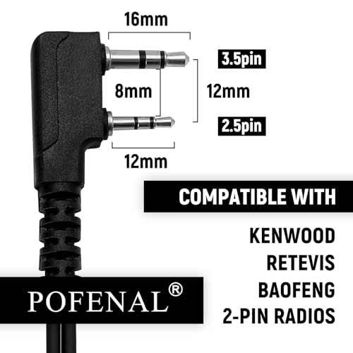 Walkie Talkie Earpiece with Mic, Secure Fit G-Shape Design for Retevis RT22/RT68/RT21/H-777/RT86, Compatible with Baofeng UV-5R/888S/Kenwood Two-Way Radios - 2-Pin Radio Earpiece (1 Pack) - style: 1Pack-Kenwood_G shape_01