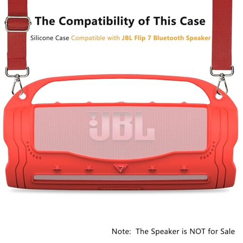 Silicone Cover Case for JBL Flip 7 Portable Bluetooth Speaker - color: Red