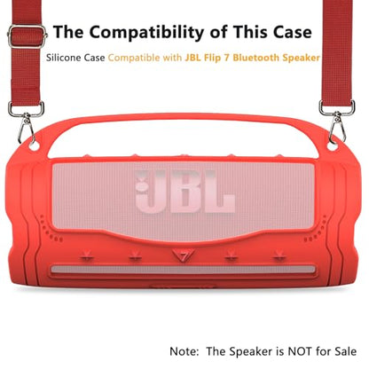 Silicone Cover Case for JBL Flip 7 Portable Bluetooth Speaker - color: Red