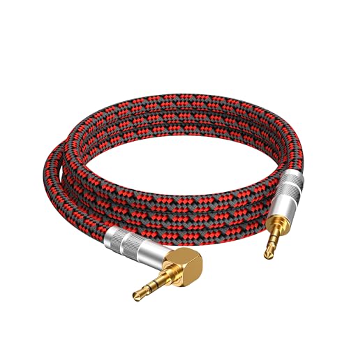 Audiophile High Purity Copper Aux Audio Cable 3.5mm Male to 3.5mm Male Audio Auxiliary Cord Gold-Plated Stereo HiFi Adapter Cable (Straight to Right Angle, 3.2ft/1m) - size: 3.2 ft, style: Straight to Right angle