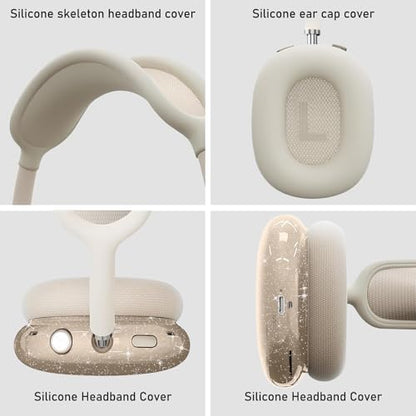 for AirPods Max case Cover,Anti-Scratch Ear Pad Case Cover/Ear Cups Cover/Headband Cover for AirPods Max. Clear Soft TPU and Silicone,Skin Scratch Proof. - color: 3PC-Glitter Starlight