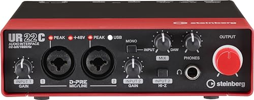 Steinberg UR22C 2x2 USB 3.0 Audio Interface with Cubase AI and Cubasis LE, Red