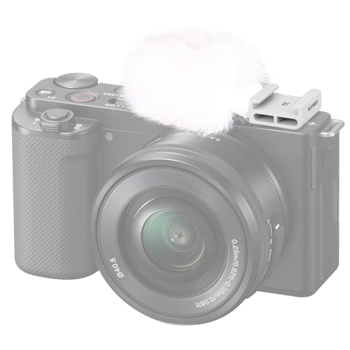 Neewer Cold Shoe Wind Muff for ZV Series Vlog Cameras, Microphone Furry Windscreen with Cold Shoe Mount Adapter Accessory Compatible with Sony ZV-1F ZV-E10 ZV-1 ZV-E1 ZV-1 II, CA133 White - style: CA133 White