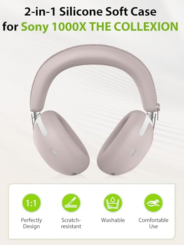 2-in-1 Silicone Protective Cover Set for Sony 1000X THE COLLEXION Headphones, Sweatproof Headband Cover + Integrated Ear Cups Protector (Ear Pads & Shell), Full Coverage(Rose-Grey) - color: Rose-Grey