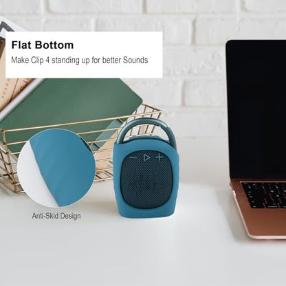 Silicone Protective Carrying Case Compatible with JBL Clip 4 - Portable Mini Speaker Stand UP Cover Pouch for JBL Clip 4 (Blue) - color: Blue