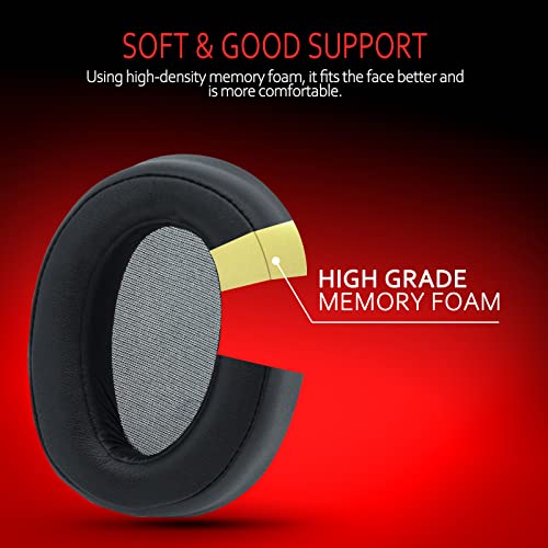 Krone Kalpasmos Replacement Earpads for Sony WH-H900N h.Ear on 2 & Sony MDR-100ABN Headphones, Sony Headphone Cushions Compatible with Sony 900N, Sony WH H900N earpads with Soft Foam Leather(Black) - color: Black