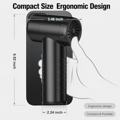 Compressed Air Duster, Efficient 55000RPM, Compact Design, Super Quiet | Electric Air Blower, Portable 3-Gear Rechargeable Cordless Dust Blower with LED Light for Keyboard Cleaning