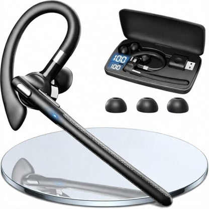 Bluetooth Wireless Earpiece with USB Adapter for PC, Dual-Mic Noise Reduction, 500mAh Charging Case, Bluetooth 6.1 Stable Connection, LED Battery Display, Voice Assistant