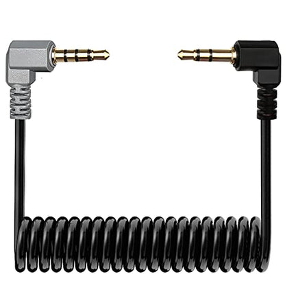 TRS to TRRS Cable 3.5mm Microphone Cable, 1/8 Male to Male(Black) | Coiled Right Angle Mic Cord Compatible iPhone, Smartphone with Tablets - color: Black