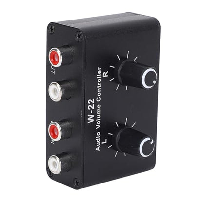 3.5mm Volume Control Box, Aluminum Alloy Passive Preamp with Stepless Knob, Independent L R Balance, Ground Isolation for CD Player Mixer