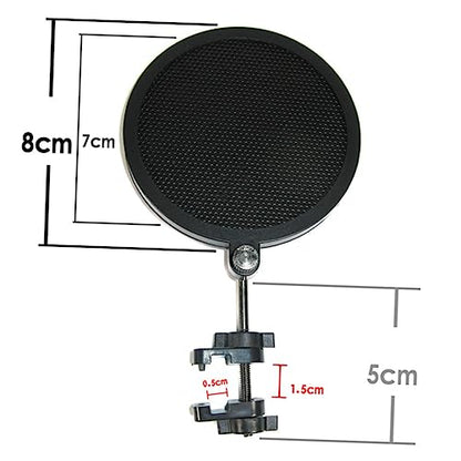 BESTonZON 1pcs Studio Microphone Double-layer Iron Net Windscreen Shield for Small Mics Protects against Plosives Saliva for Recording and Streaming Black