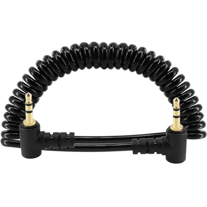 코일 2.5mm 오디오 케이블 어댑터, 2팩 3피트/1M 접이식 90도 직각 2.5mm TRS 스테레오 수 - 2.5mm 수 모노 잭 헤드폰 스피커 오디오 코드 금 도금 플러그 3극