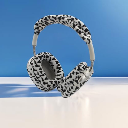 4 in 1 Silicone Case Cover Compatible with Apple Airpods Max 2/1 Headphones(2026/2024/2020), Printed Ear Pad Case Cover Ear Cups Cover and Headband Cover Headband Pad Accessories (Cow) - color: Cow