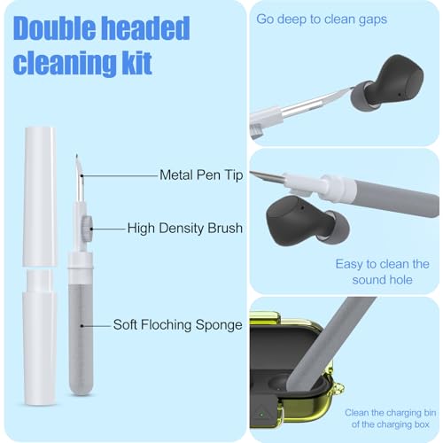 [with Safety Lock] for Sony WF-C510 Case Cover, Clear Soft TPU Protective Earbuds Case with Carabiner & Cleaner Kit Accessories Set(Clear Yellow) - color: Clear Yellow