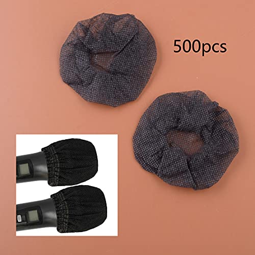 5 Sets Disposable Non-Woven Microphone Cover Sanitary Filter-Black
