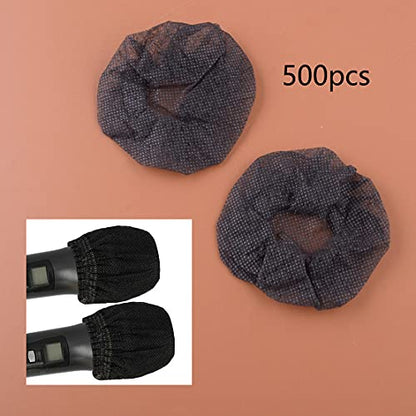 5 Sets Disposable Non-Woven Microphone Cover Sanitary Filter-Black