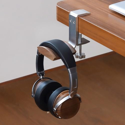 Clamp-style headphone holder/under-desk headset mount,attaches to surfaces 10–63mm thick,can also be used to hang backpacks,umbrellas,and hats(Black) - color: Black