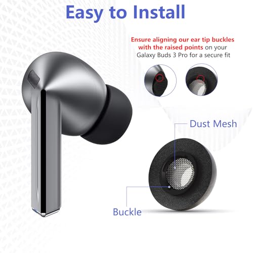 [Upgraded - Non Popping Off] Foam Ear Tips for Samsung Galaxy Buds3 Pro - Ultimate Comfort and Unshakeable Fit with Memory Foam Earbud Tips, Earbud Replacement Tips for Galaxy Buds 3 Pro - S/M/L