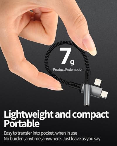USB C Lightning to 3.5mm Headphone Jack Adapter(2 in 1) for iPhone 16 15 14 Pro Max AUX Audio Cable Splitter MFI Certified Earphone Auxiliary Connector for ipad Compatible for Samsung S25 S24