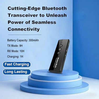 Bluetooth 5.4 Transmitter Receiver, Airplane Bluetooth Audio Adapter | Wireless Audio Transmitter for Headphones Travel Flight TV Car Gym Home Stereo, Can Pair 2 Wireless Headphones Simultaneously - color: Glossy Black