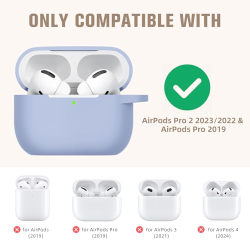 Hamile Compatible AirPods Pro Case - Protective Silicone Shockproof Cover Skin for Apple AirPod Pro 2019 Charging Case, with Keychain, Lilac - color: Lilac