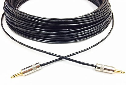 Custom Cable Connection 150 Foot 3.5mm Mono Male to Male Cable with Black PVC Jacket - size: 150 Foot