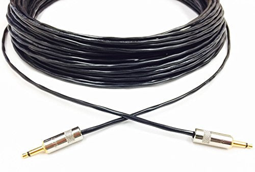 Custom Cable Connection 200 Foot 3.5mm Mono Male to Male Cable with Black PVC Jacket - size: 200 Foot