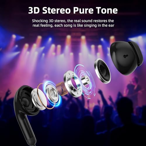 Wired Earbuds Headphones for Chromebook ThinkPad Laptops,3.5mm Plug | Noise Cancelling Ear Buds with Microphone,3,5mm Jack Earphones for Kindle Fire Tablet/Samsung A14 A15/Switch PC School,Black - color: Black