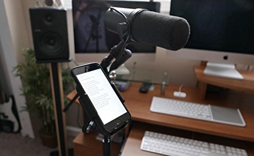 Accessory Basics Music Boom Mic Microphone Stand Smartphone Mount w/360° Swivel Adjust Holder for All Smartphones up to 3.75 inches Wide (Zoom Video Compatible)