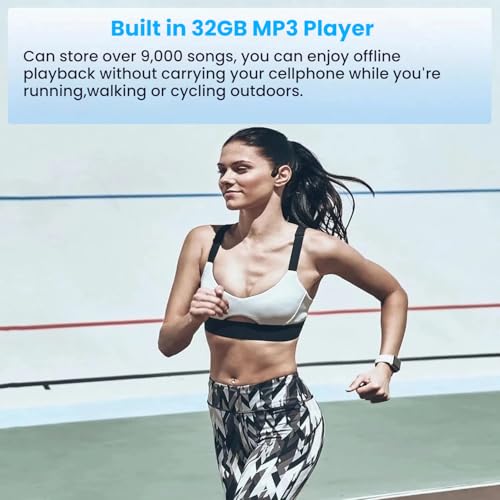 Bone Conduction Swimming Headphones IP68 Waterproof Bluetooth Headphones with 32GB MP3 Player Open Ear Wireless Headsets Underwater Multi-point connection Large Battery for Running Cycling Workouts - color: Q4-Black