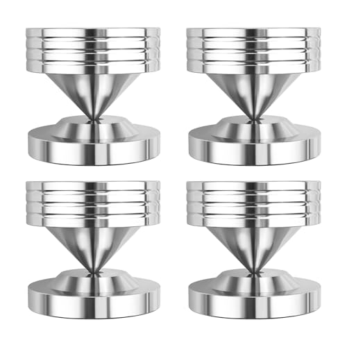 Speaker Isolation Pads 304 Stainless Steel Spikes & Isolation Feet for Subwoofer, Turntable, Bookshelf Speakers, 4 Pack with Adhesive Pads, Large - size: Large