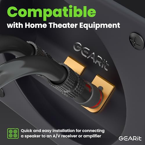 GEARit 12 Gauge Speaker Wire Banana Plugs CL2 Rated in-Wall 15 Feet Black - color: Black, size: 15 Feet