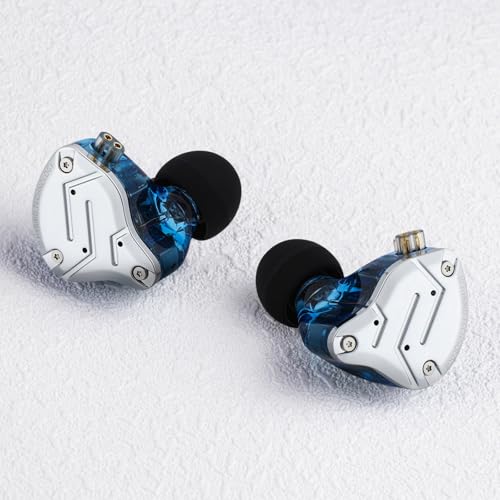 Linsoul KZ ZS10 Pro, 4BA+1DD 5 Driver in Ear Monitor, HiFi Wired Earbuds, Gaming Earbuds, Hybrid IEM Earphones with Stainless Steel Faceplate, Detachable Cable for Musician (Without Mic, Blue) - color: Blue, style: Without Mic