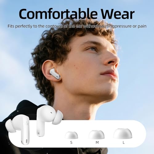 Wireless Earbuds, 100H Bluetooth 5.4 Headphones, ENC+ ANC Noise Cancelling Touch Control True Wireless Bluetooth Ear Buds,Stereo Deep Bass Bluetooth Headset for Sports/Workout/Gym(White) - color: White