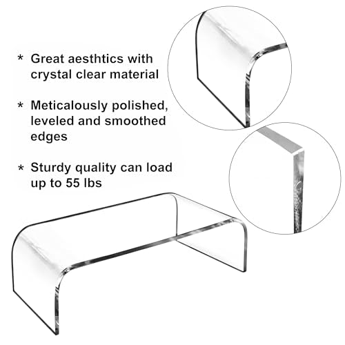 AMT Premium Acrylic Clear Monitor Riser Laptop/PC/Multimedia Monitor Stand for Home Office