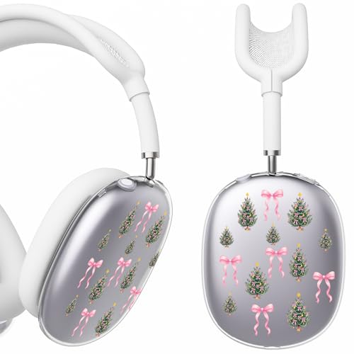 for AirPods Max 2/1 Headphones Christmas Tree Ear Covers | Cute Bow Clear Ear Cups Cover | White Silicone Ear Pad Case Headband Cover for Apple AirPods Max 2/1 (2026/2024/2020) - color: Christmas Tree A/White