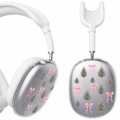 for AirPods Max 2/1 Headphones Christmas Tree Ear Covers | Cute Bow Clear Ear Cups Cover | White Silicone Ear Pad Case Headband Cover for Apple AirPods Max 2/1 (2026/2024/2020) - color: Christmas Tree A/White