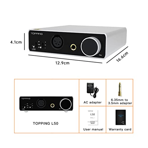 Topping L50 NFCA Headphone Amplifier, 3500mW x 3500mW HiFi SE/BAL Input Desktop Home Audio Amp 6.35mm 4 Pin XLR Iems Output Gain Switch 2 Channel Preamplifier (Silver)