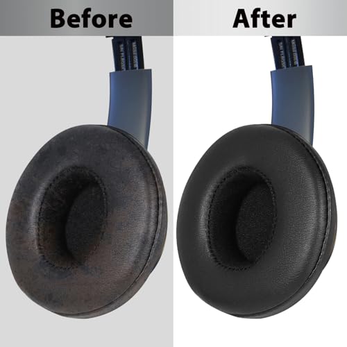 Solo3 Earpads Replacement, Ear Pads Cushions Compatible with Beats Solo 2 & Solo 3 Wireless On-Ear Headphones, Solo2 Solo3 Earpads with Soft Memory Foam & Protein Leather(Black) - color: Black