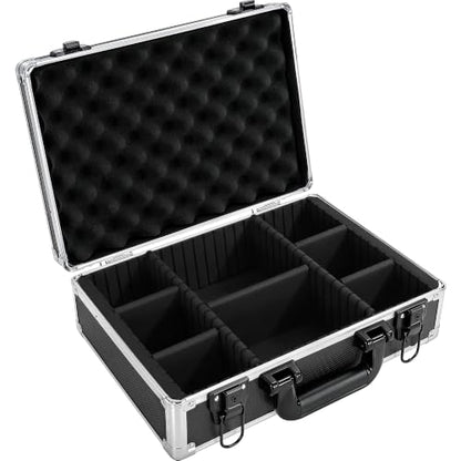 Aluminum Storage Case with Adjustable Dividers, Multi-Function Lockable Storage Carrying Case for Graded Card, Barber Tools, Makeup Tools, etc (Medium) ﻿ - size: L 14'' X W 10' X H 5''