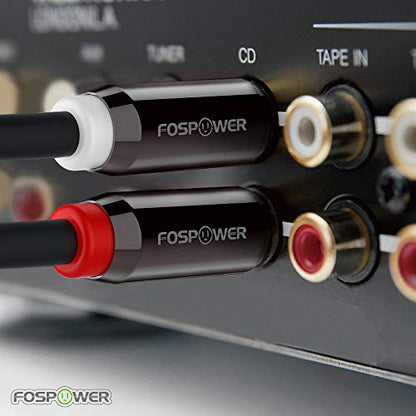 FosPower 3.5mm to RCA Cable (10FT), RCA Audio Cable 24K Gold Plated Male to Male Stereo Aux Cord [Left/Right] Y Splitter Adapter Step Down Design | 3.5mm 1/8 to 2RCA male audio cable with 24K gold-plated connectors for HiFi sound on phone, HDTV, speakers